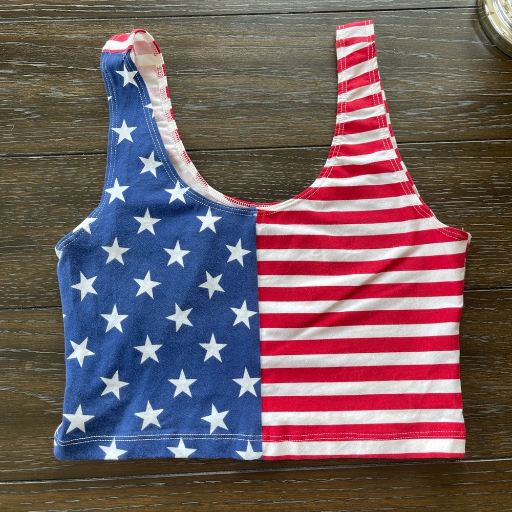 American Apparel American Flag Crop Top